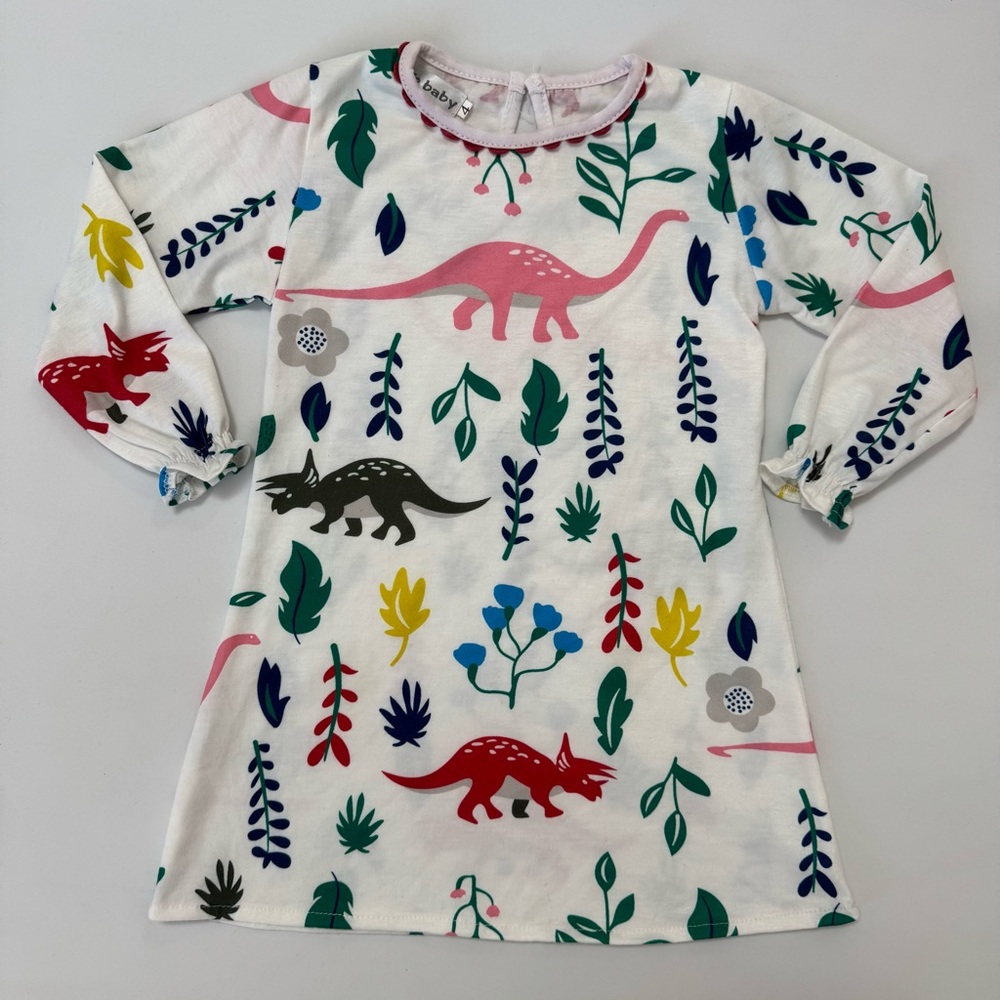 Colorful Dinosaur Print Long Sleeve Tee